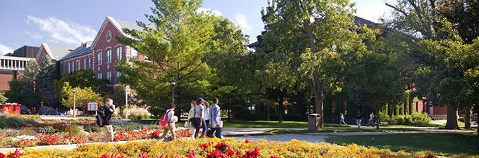 Illinois State University campus in spring